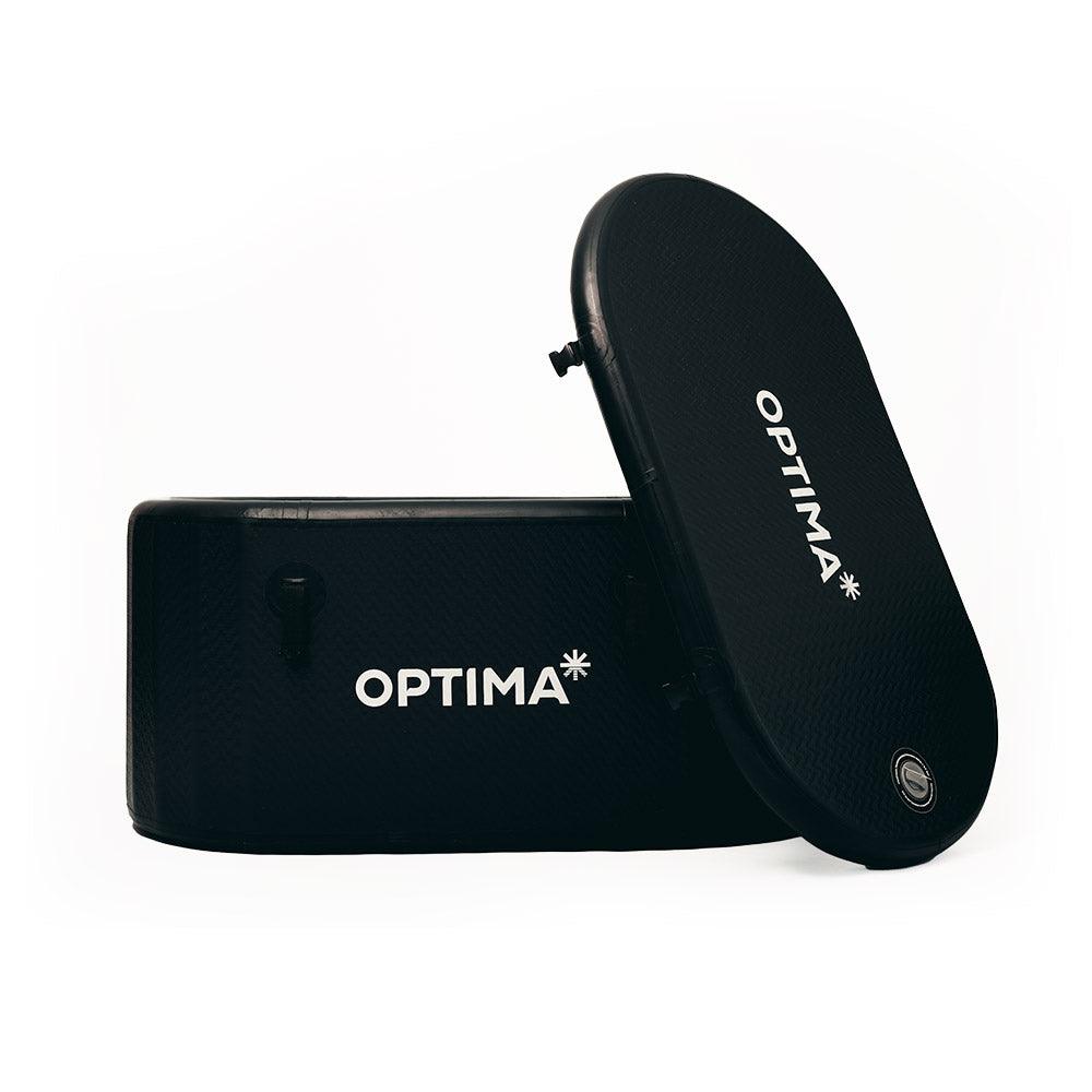 Optima Tub Plus with its cover, showcasing its compact and durable design for cold therapy sessions.