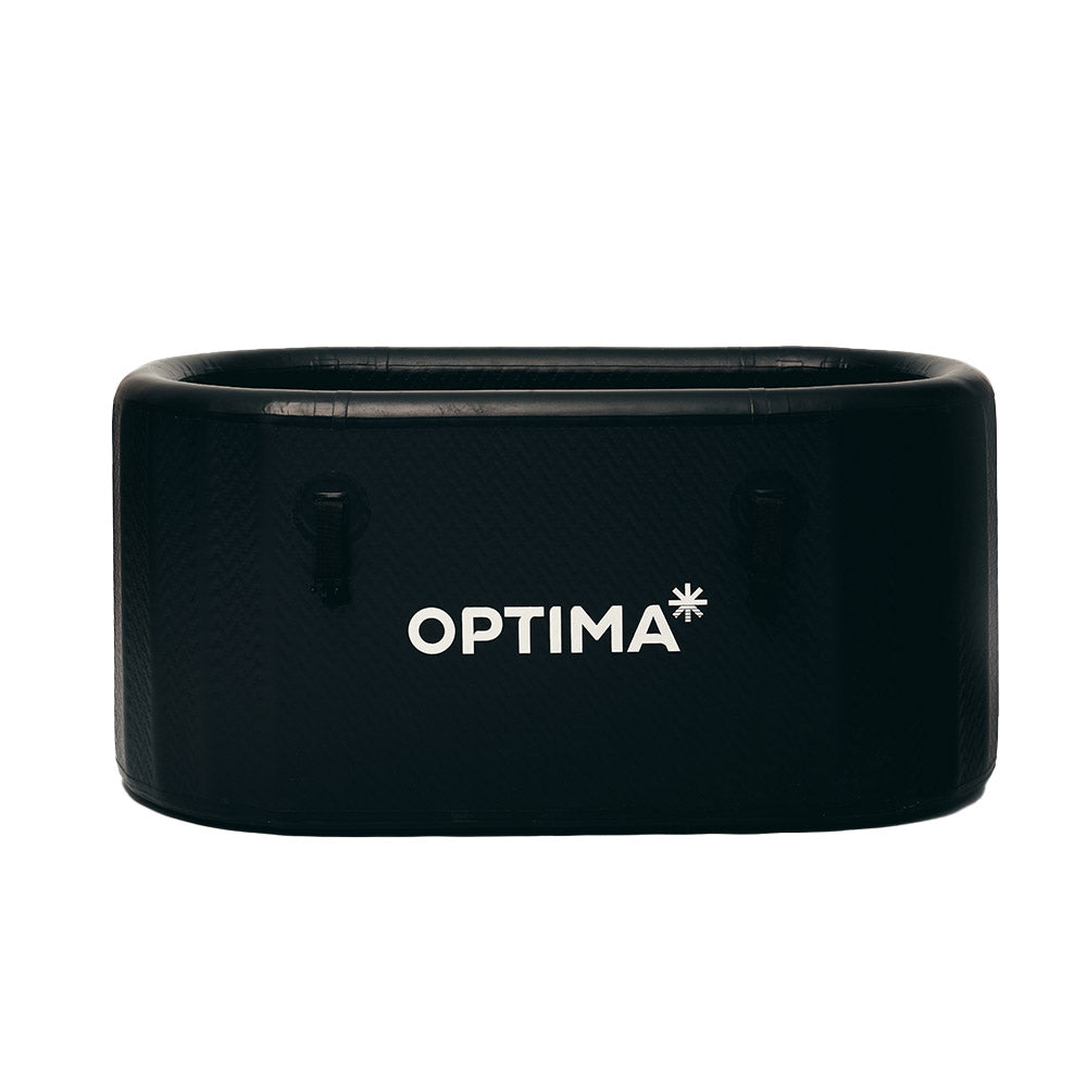 Optima Tub Plus in a sleek black finish with visible inlet and outlet ports. 