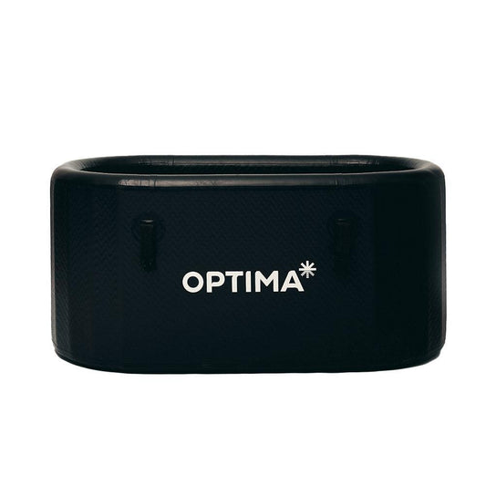 Optima Tub Plus in a sleek black finish with visible inlet and outlet ports. 